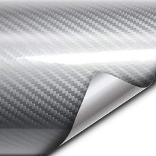 Folie Colantare Auto Carbon 5D Lacuit Argintiu (3,0M X 1,52M)