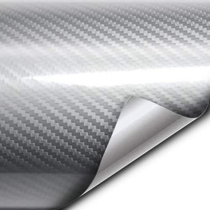 Folie Colantare Auto Carbon 5D Lacuit Argintiu (3,0M X 1,52M)