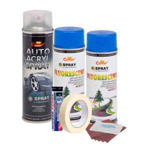 Kit Complet Reparatie Si Vopsire Jante Culoare Albastru Fluorescent, V2