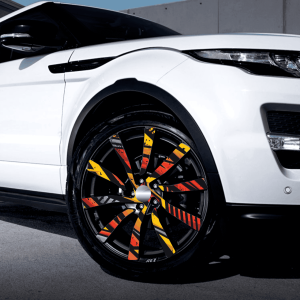 Set 4 Folii Imprimate Outdoor Cu Ecosolvent, Autoadezive, Pentru Decorarea Jantelor Auto, Dimetru 60 Cm, Model Fjt-13