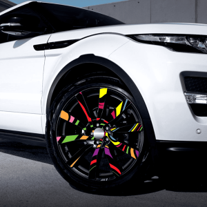 Set 4 Folii Imprimate Outdoor Cu Ecosolvent, Autoadezive, Pentru Decorarea Jantelor Auto, Dimetru 60 Cm, Model Fjt-15