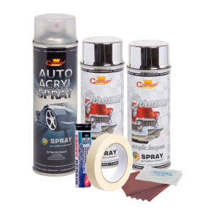 Kit Complet Reparatie Si Vopsire Jante Culoare Crom Metalic, V2