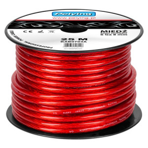 Cablu Putere Cu 6Ga (7.8Mm/13.29Mm2) 25M Rosu
