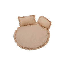 Set Covoras Impermeabil Cu Volan + 2 Perne, Din In, Crem