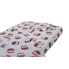 Lenjerie Patut Bebe,, Cearceaf Pat 60X120X10 Cu Elastic, Cearceaf Pilota 80X110, Perna Joasa 20X35, Bufnite Mici
