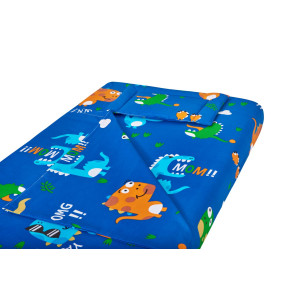 Lenjerie Patut Bebe,, Cearceaf Pat 60X120X10 Cu Elastic, Cearceaf Pilota 80X110, Perna Joasa 20X35, Dinozauri