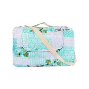 Patura Picnic Voiaj, Impermeabila, Microfibra,, Model Green Flowers, 180X200