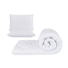 Set Alb, Pilota 220X200Cm 250Gsm + 2 Perne Albe Matlasate 50X70Cm