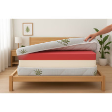 Husa Saltea 80X200X14, Aloe Vera, Matlasata,  Lavabila, Detasabila, Cu Fermoar 4 Laturi