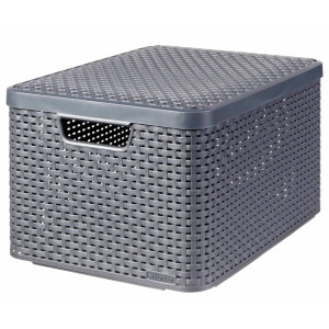 Curver Cutii De Depozitare Cu Capac Style, 3 Buc., Antracit, Mărime L