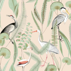 Dutch Wallcoverings Tapet Flamingo, Crem Și Verde Mentă