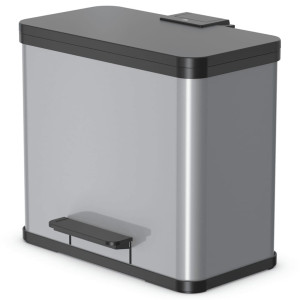 Hailo Coș De Gunoi Cu Pedală Oko Trio Plus, Argintiu, 3X9 L, Mărime L