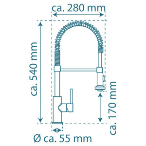 435064 Baterie Chiuvetă Schütte Pipă Înaltă Rotundă Arc Boston Cromat