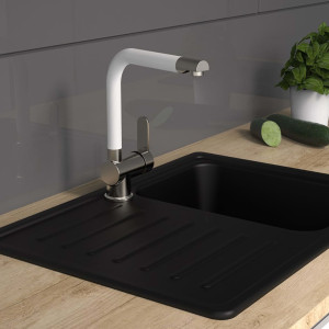 Schütte Baterie Chiuvetă Cu Pipă Înaltă Rio, Alb Mat, Oțel Inoxidabil