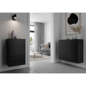 Fmd Comodă Cu Sertar Și Uși, Negru, 89,1X31,7X81,3 Cm