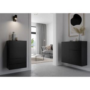 Fmd Comodă Cu Sertar Și Uși, Negru, 49,7X31,7X81,3 Cm