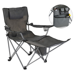 Hi Scaun De Camping De Lux Cu Suport De Picioare, Antracit