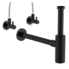 Schütte Sifon Unghiular Ms, Cu Rozetă, 10 Mmq, Negru