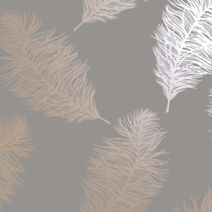 Dutch Wallcoverings Tapet "Fawning Feather", Gri Și Aur Roz