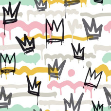 Noordwand Tapet "Friends & Coffee Sith Graffity And Crowns", Negru/Alb