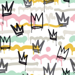 Noordwand Tapet "Friends & Coffee Sith Graffity And Crowns", Negru/Alb