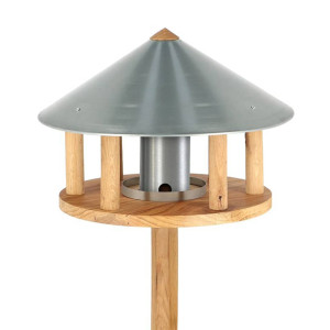 Esschert Design Masă Pentru Păsări Cu Buncăr Și Acoperiș Rotund, Zinc