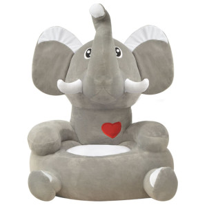 Scaun Din Pluș Pentru Copii Cu Model Elefant, Gri