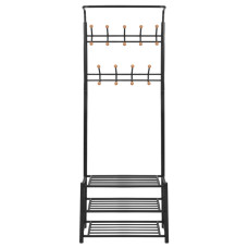 Cuier Cu Rafturi Pentru Pantofi, 68 X 32 X 182,5 Cm, Negru