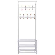 Cuier Haine Cu Raft Pentru Pantofi, Alb, 68 X 32 X 182,5 Cm