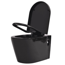 Vas Toaletă Cu Montare Pe Perete, Ceramică, Negru