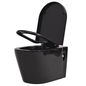 Vas Toaletă Cu Montare Pe Perete, Ceramică, Negru