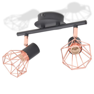 Lampă De Plafon Cu 2 Spoturi E14, Negru Și Bronz