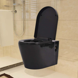 Vas Toaletă Suspendat Cu Rezervor Încastrat, Ceramică, Negru