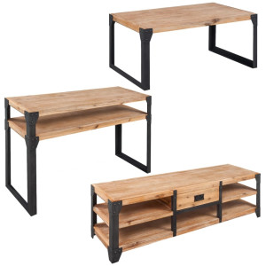 Set Mobilier De Sufragerie, 3 Piese, Lemn Masiv De Acacia