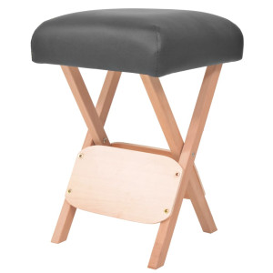 Taburet Pliabil De Masaj, Șezut Gros De 12 Cm & 2 Perne, Negru