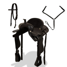 Șa Western, Căpăstru & Pieptar, Piele Naturală, 15", Negru Șa Western, Căpăstru & Pieptar, Piele Naturală, 15", Negru