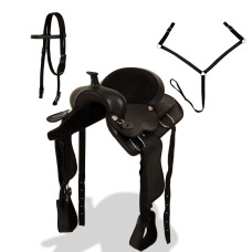 Șa Western, Căpăstru & Pieptar, Piele Naturală, 16", Negru Șa Western, Căpăstru & Pieptar, Piele Naturală, 16", Negru