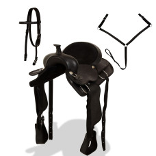 Șa Western, Căpăstru & Pieptar, Piele Naturală, 17", Negru Șa Western, Căpăstru & Pieptar, Piele Naturală, 17", Negru