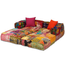 Canapea Puf Modulară Cu 2 Locuri, Petice, Material Textil