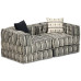 Canapea Puf Modulară Cu 2 Locuri, Gri Cu Dungi, Material Textil