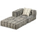 Canapea Puf Modulară Cu 2 Locuri, Gri Cu Dungi, Material Textil