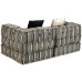 Canapea Puf Modulară Cu 2 Locuri, Gri Cu Dungi, Material Textil