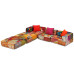 Canapea Puf Modulară Cu 3 Locuri, Petice, Material Textil