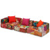 Canapea Puf Modulară Cu 3 Locuri, Petice, Material Textil