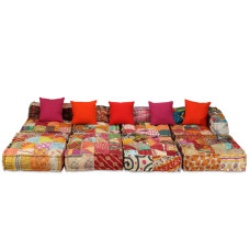 Canapea Puf Modulară Cu 4 Locuri, Petice, Material Textil