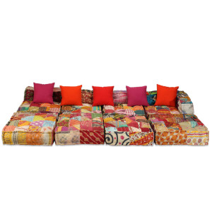 Canapea Puf Modulară Cu 4 Locuri, Petice, Material Textil