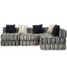Canapea Puf Modulară Cu 4 Locuri, Gri Cu Dungi, Material Textil