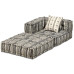 Canapea Puf Modulară Cu 4 Locuri, Gri Cu Dungi, Material Textil