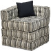 Canapea Puf Modulară Cu 4 Locuri, Gri Cu Dungi, Material Textil