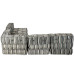 Canapea Puf Modulară Cu 4 Locuri, Gri Cu Dungi, Material Textil